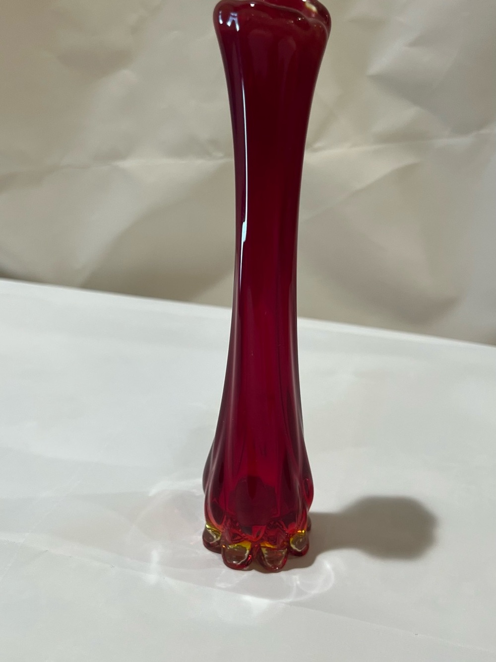 Vintage Deep Ruby Red Glass Bud Vase - Classic Single-Stem Accent